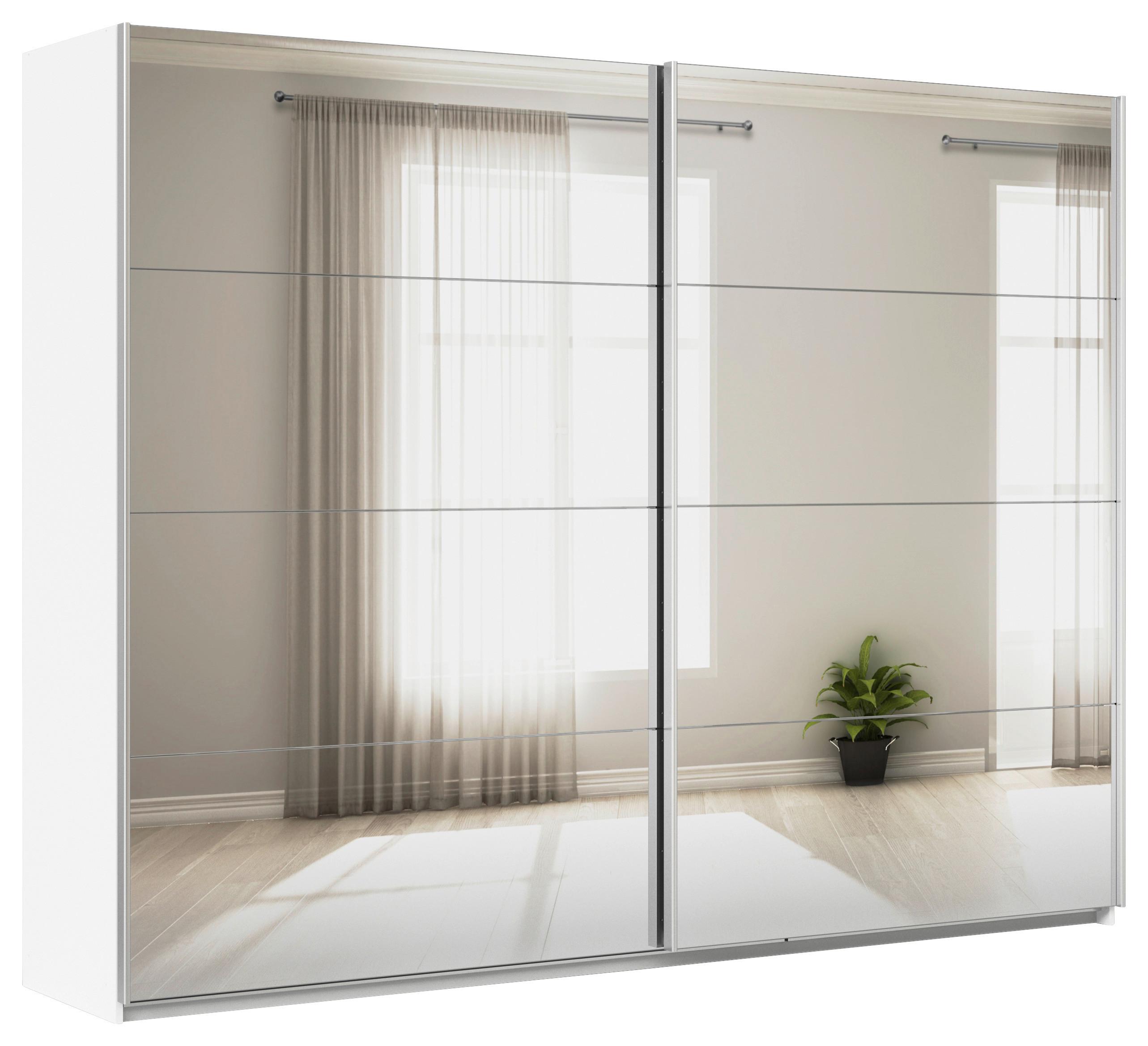 Tolóajtós Szekrény Feldkirch 271/210 Cm - ezüstszínű/fehér, Modern, faalapú anyag/Üveg (271/210/62cm)