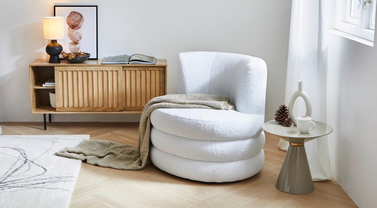 Designsessel Magari - Edelstahlfarben/Weiß, Trend, Textil (90/82/85cm) - Livetastic