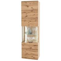 Vitrine Santori B: 60 Cm Teilmassiv Eichefarben - Eichefarben/Schwarz, Design, Glas/Holz (60/208/37cm) - Livetastic