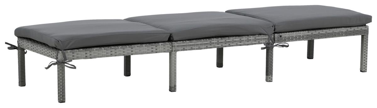 Sonnenliege Bilbao Kunststoffgeflecht - Grau, KONVENTIONELL, Kunststoff/Textil (59/84/198cm) - Gardenson