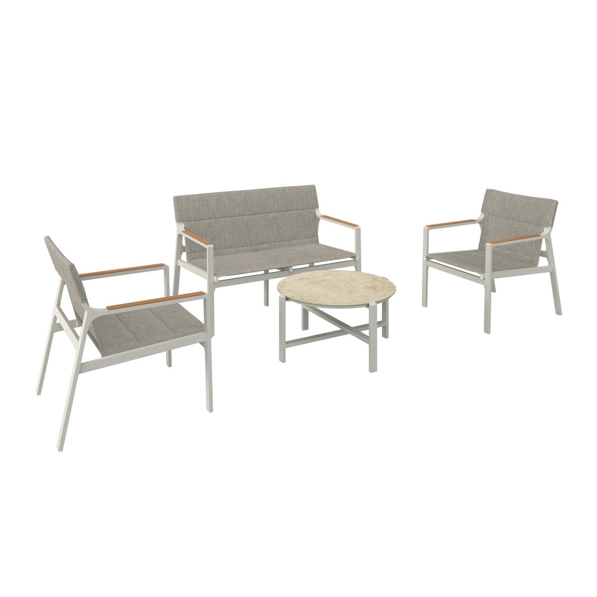 ZAHRADNÍ SADA LINZ - světle šedá/barvy vlašských ořechů, Moderní, kov/sklo (121/77/68cm) - Mömax