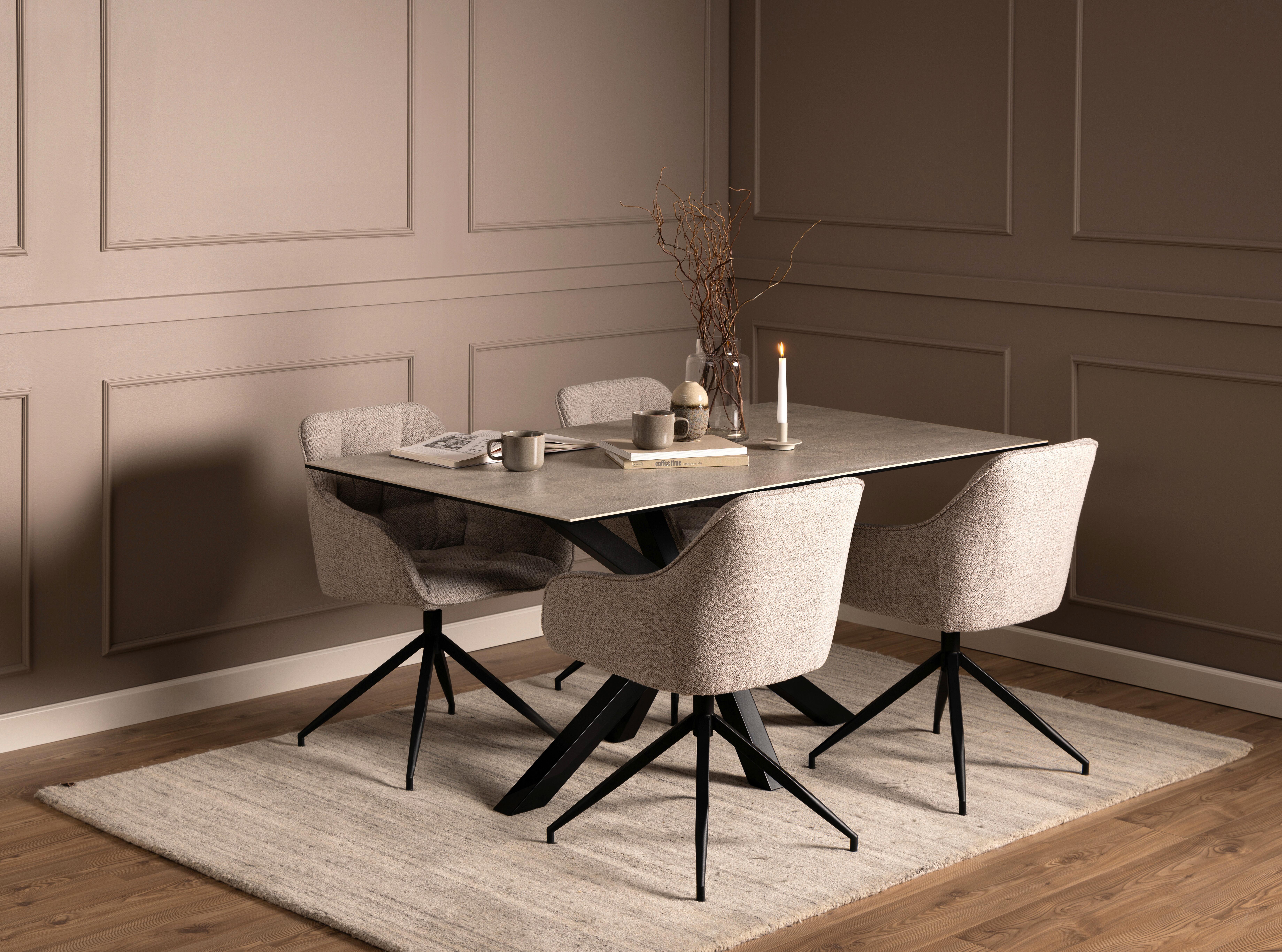 Esstisch Heaven 160x90x75,5cm Schwarz/Grau - Schwarz/Grau, Trend, Keramik/Metall (160/90/75,5cm) - MID.YOU