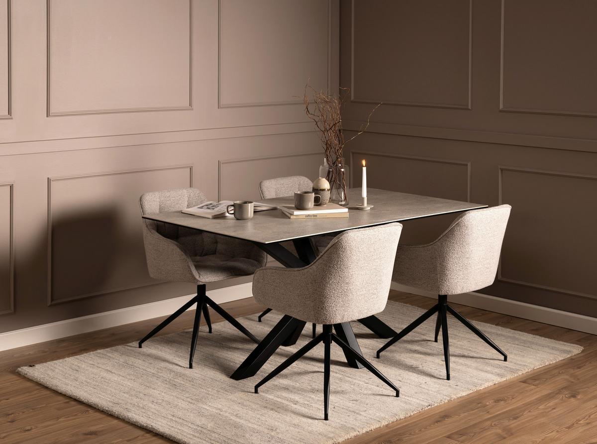 Esstisch Heaven 160x90x75,5cm Schwarz/grau - Schwarz/Grau, Trend, Keramik/Metall (160/90/75,5cm) - MID.YOU