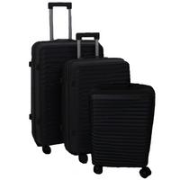 Reisekoffer Set 3-tlg Florenz 4 Rollen Hartschale - Schwarz, Basics, Kunststoff/Textil - Ondega