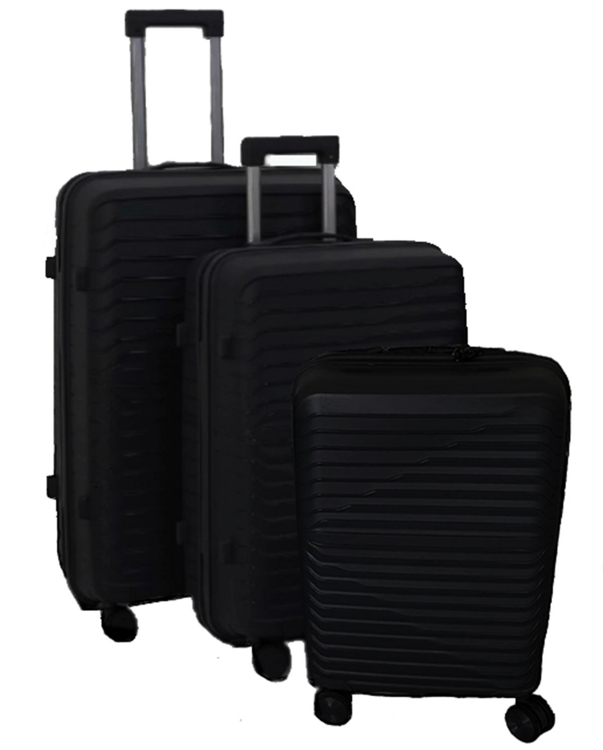 Reisekoffer Set 3-tlg Florenz 4 Rollen Hartschale - Schwarz, Basics, Kunststoff/Textil - Ondega
