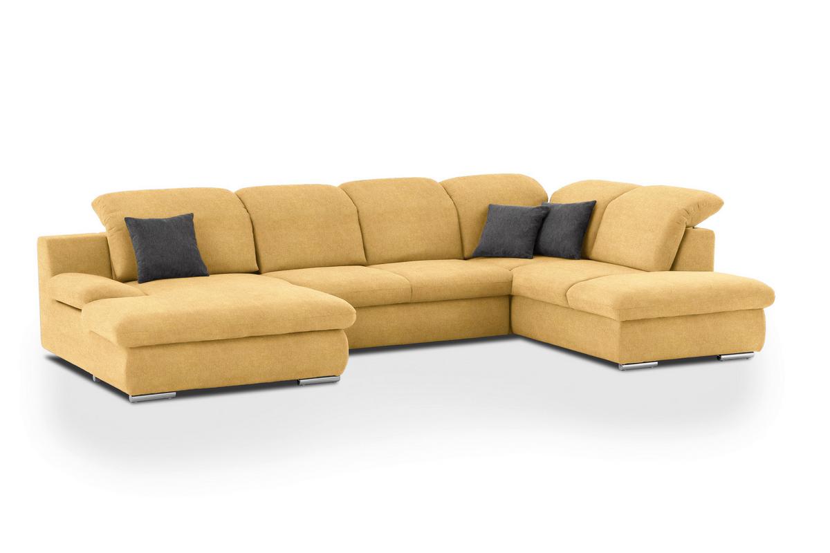 Wohnlandschaft Isona Gelb - Chromfarben/Gelb, Design, Textil (165/353/212cm) - Livetastic