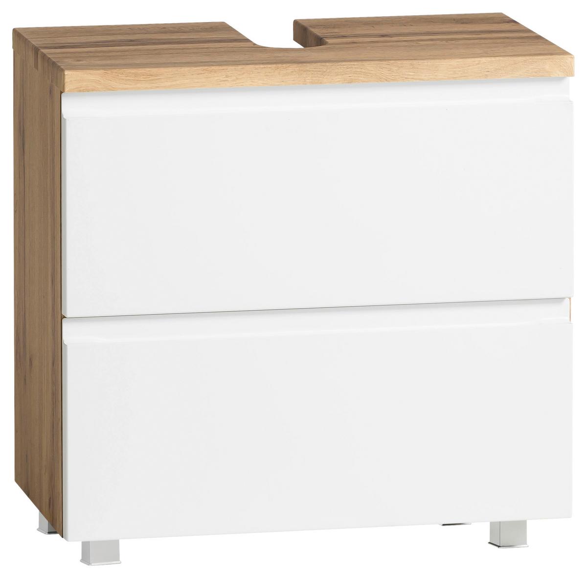 Waschbeckenunterschrank Varese B: 60 cm Wotaneiche Dekor/Weiß - Eiche Wotan/Weiß, MODERN, Holzwerkstoff (60/59/35cm) - Held