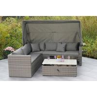 Loungegarnitur 3-Tlg. Sanmarco Holz/Metall/Textil mit Kissen - Hellgrau/Grau, KONVENTIONELL, Holz/Kunststoff (250/150/168cm) - Gardenson