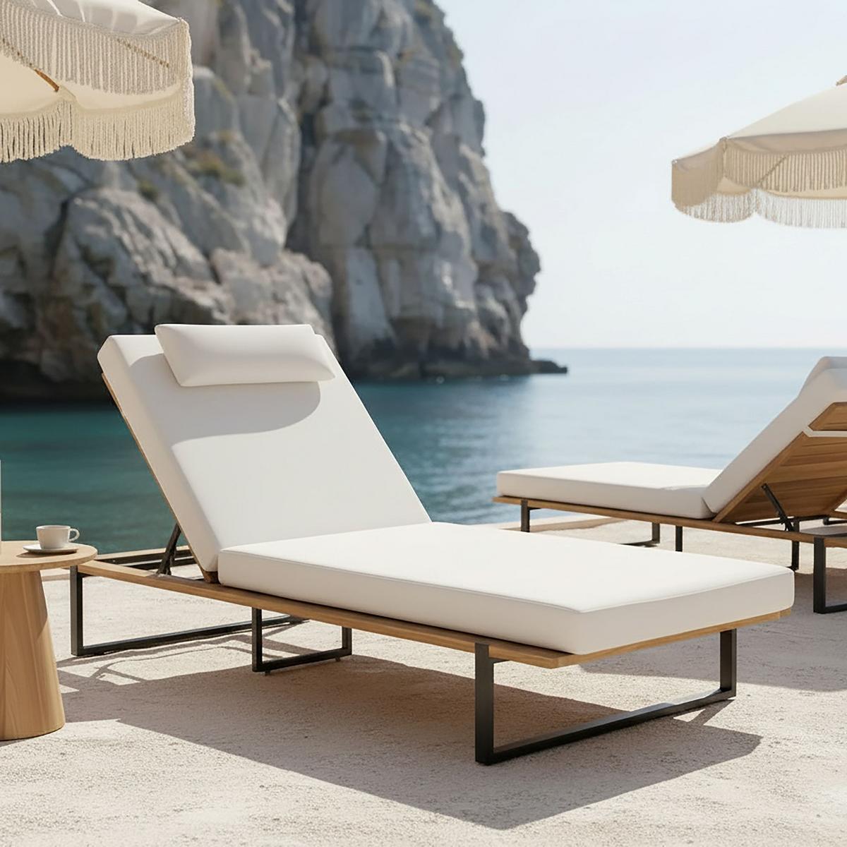 ZÁHRADNÉ LEŽADLO EVA - čierna/farba akácie, Modern, kov/drevo (220/90/95cm) - Bessagi Garden