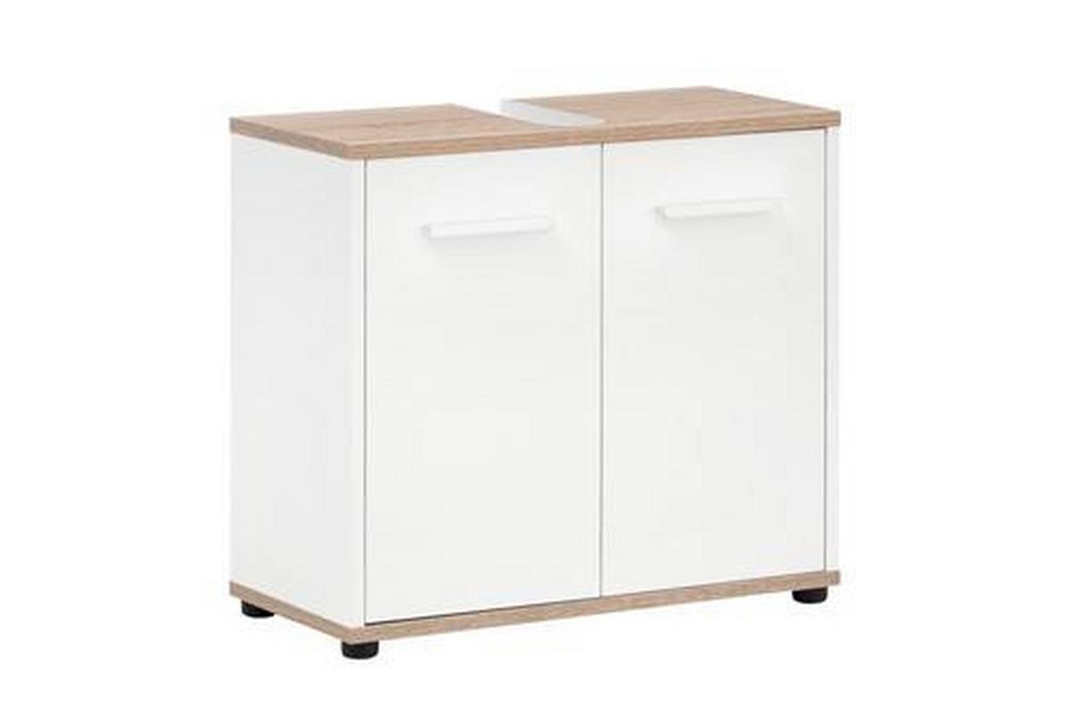 Waschbeckenunterschrank Yasmin B: 60cm Weiß - Eichefarben/Schwarz, Basics, Holzwerkstoff (60/52,7/28,3cm) - MID.YOU