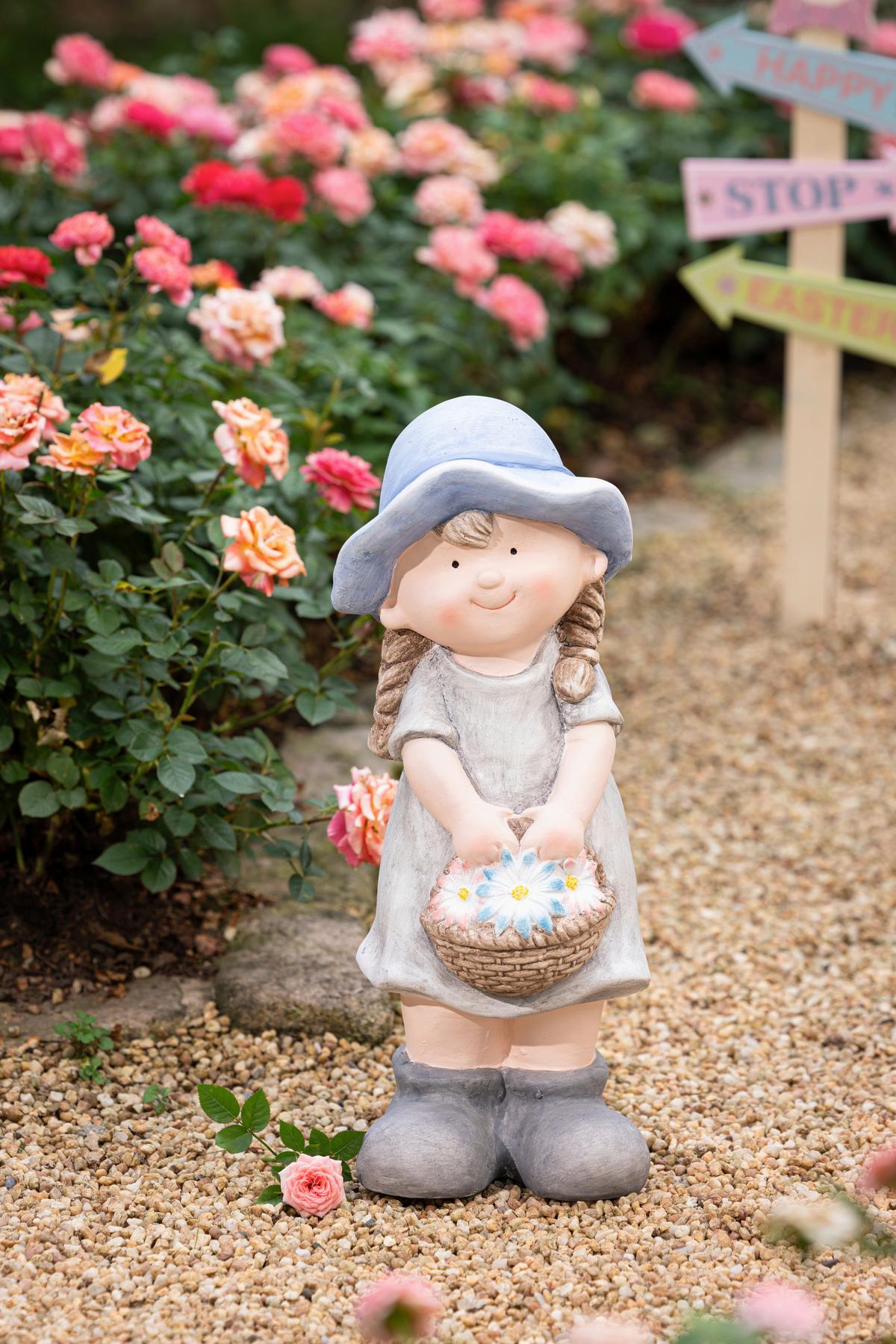 Dekofigur Kind Mathilde - Blau/Pink, KONVENTIONELL, Stein (17,5/16,5/41,5cm) - Luca Bessoni