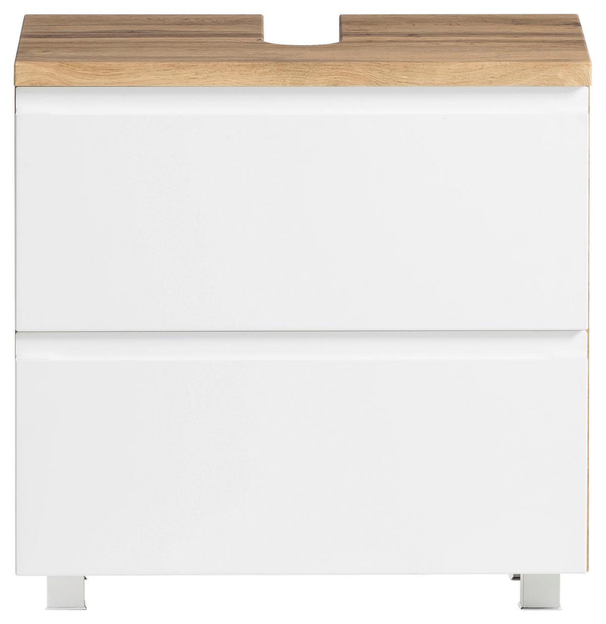 Waschbeckenunterschrank Varese B: 60 cm Wotaneiche Dekor/Weiß - Eiche Wotan/Weiß, MODERN, Holzwerkstoff (60/59/35cm) - Held