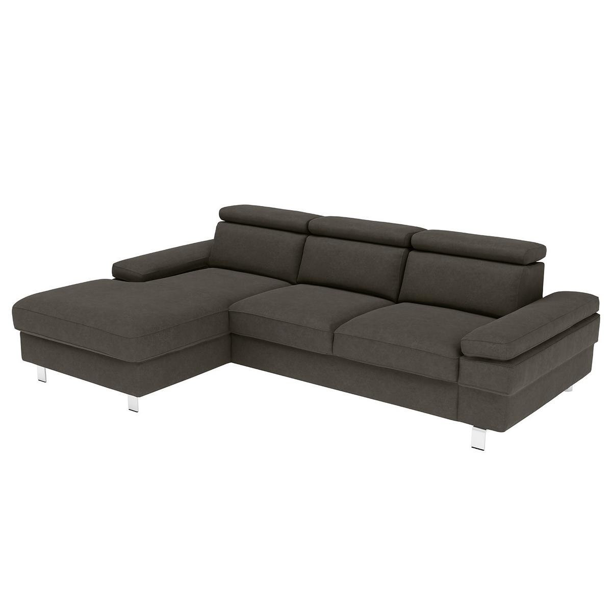 Ecksofa Elvis, Anthrazit S: 182x259 Cm - Anthrazit/Silberfarben, KONVENTIONELL, Textil (182/259cm) - Trendmanufaktur