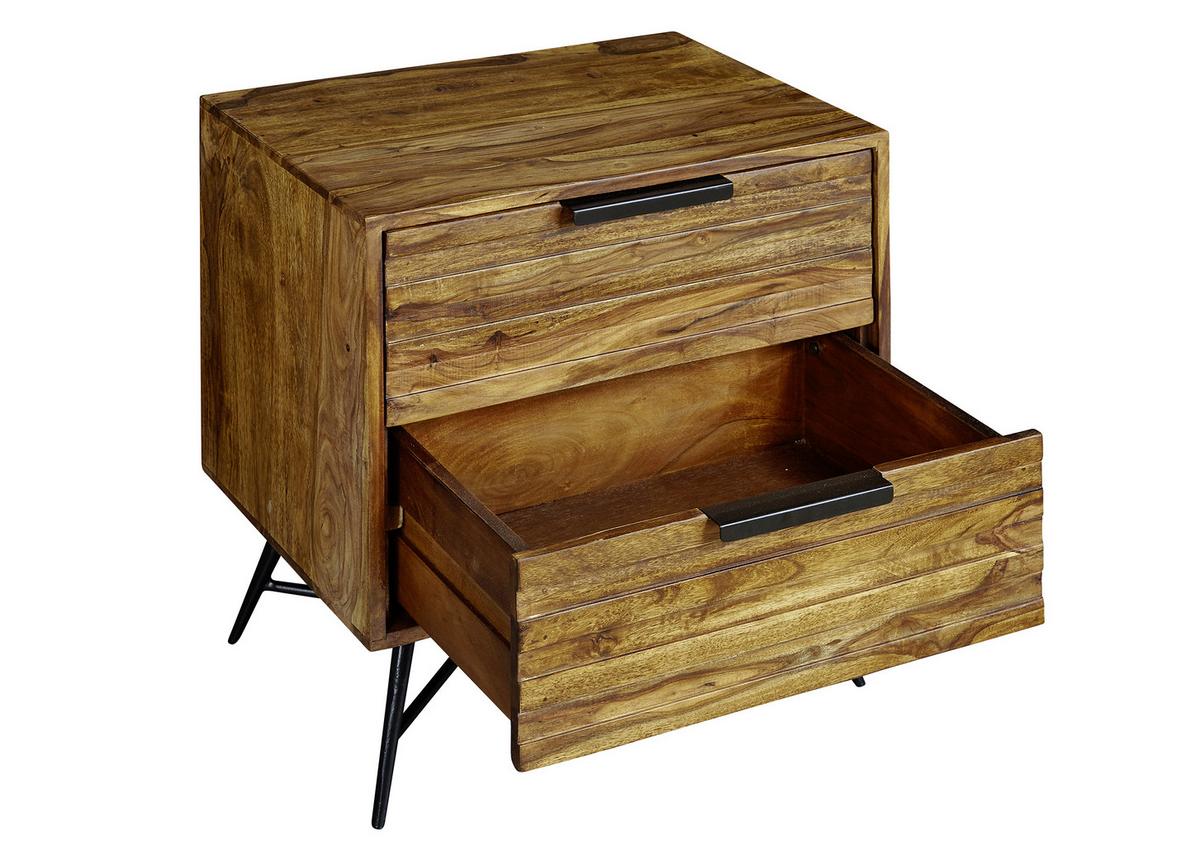 Nachtkästchen Sheesham Massiv H: 60 Cm Nishan - Sheeshamfarben/Schwarz, Design, Holz (60/60/40cm) - MID.YOU