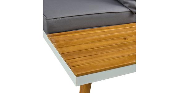 Loungegarnitur 3 -Teilig. Madeira aus Stahl/Holz mit Kissen - Dunkelgrau/Weiß, MODERN, Holz/Textil (90/30/70cm) - Beldano