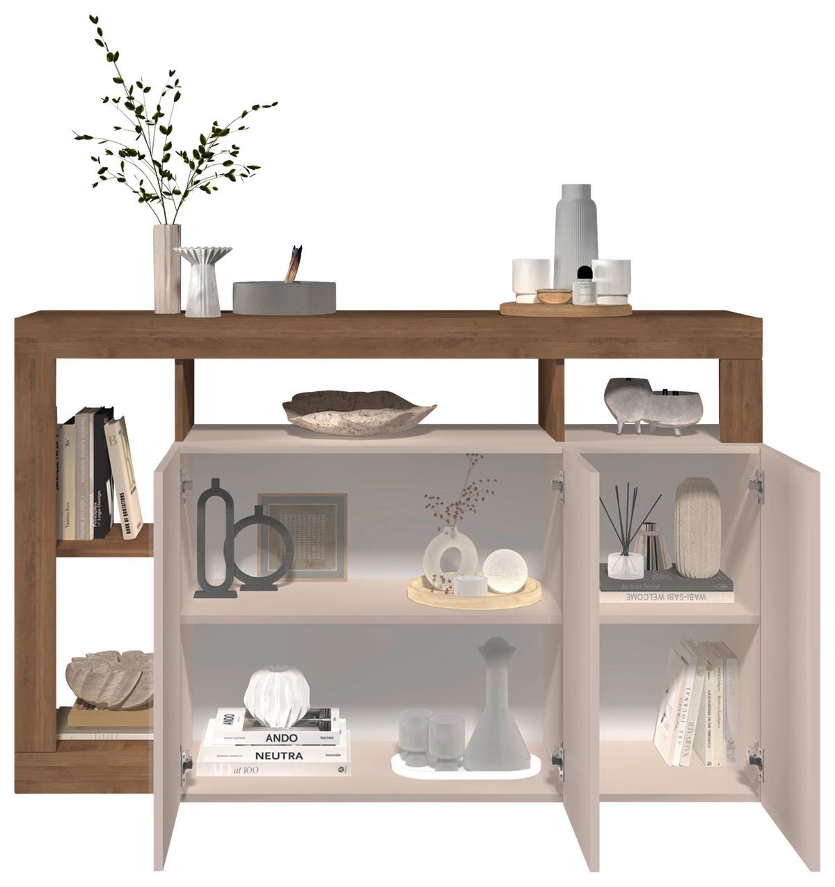 Sideboard Hamburg Eiche Dekor, Kaschmir B: 146cm - Kaschmir/Eichefarben, MODERN, Holzwerkstoff (146/93/42cm)