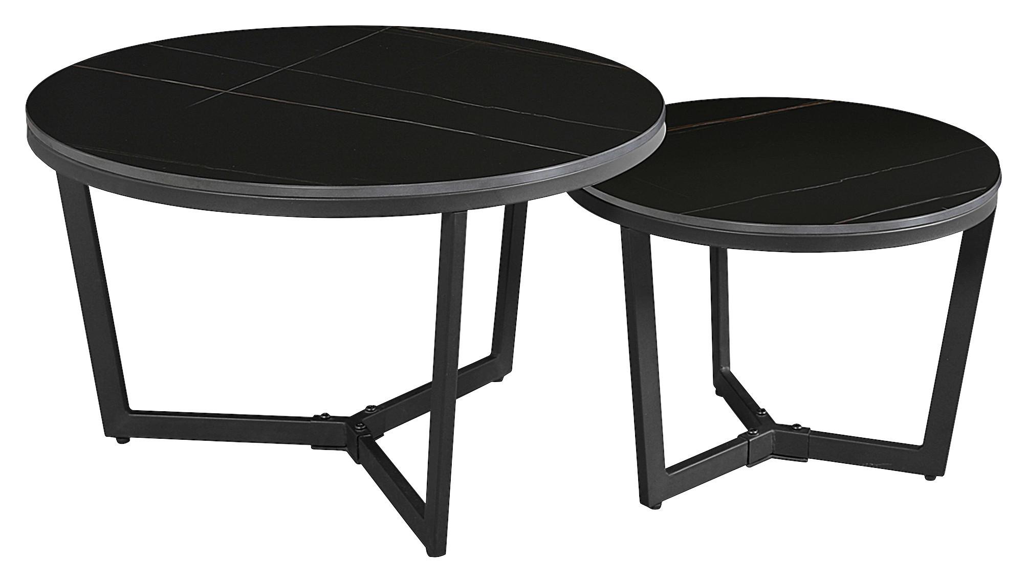 Couchtisch Ivan - Schwarz, KONVENTIONELL, Stein/Metall (68,5/68,5/43cm) - MID.YOU