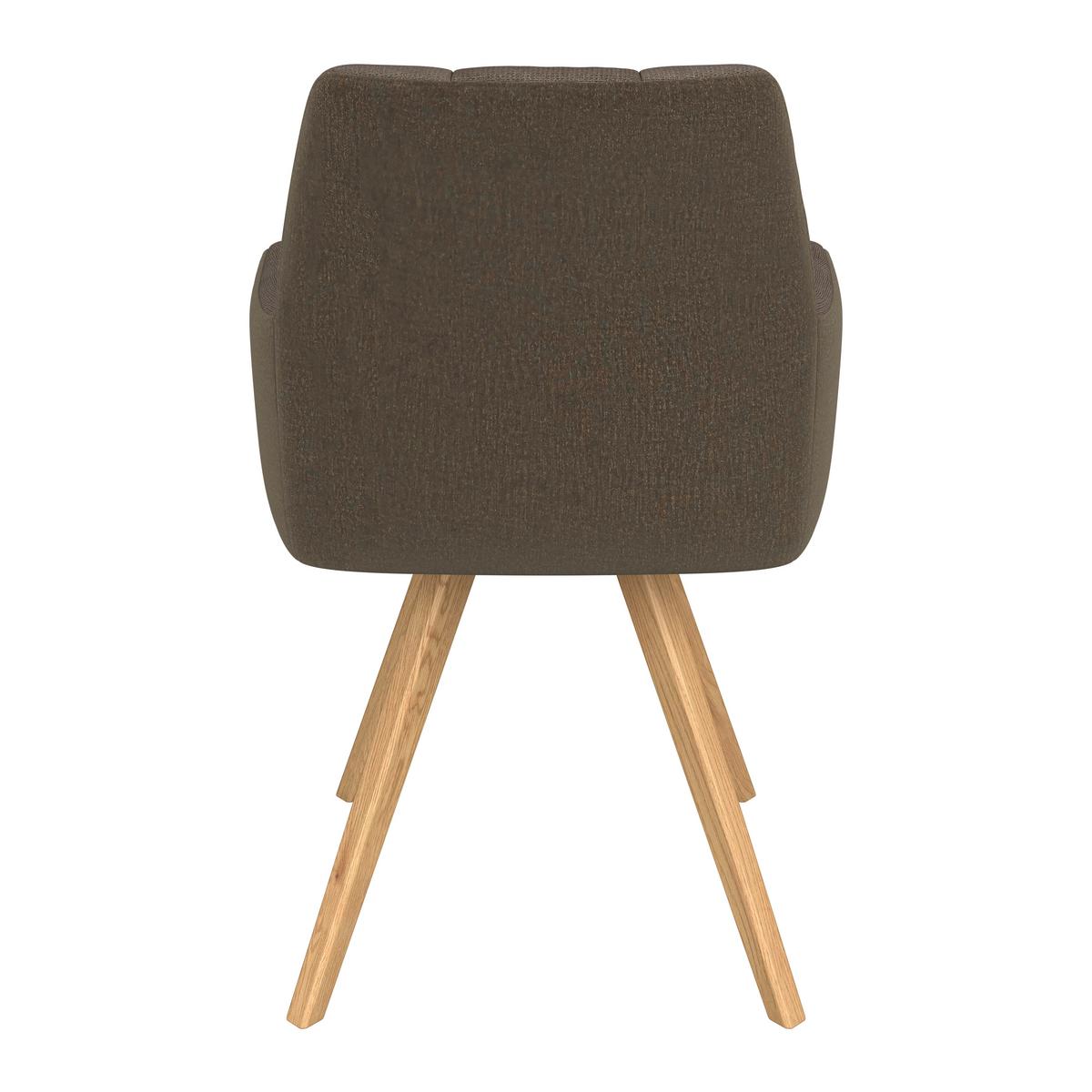 Armlehnstuhl Elke braun Eiche massiv, drehbar, B: 61cm - Braun/Naturfarben, KONVENTIONELL, Holz/Textil (61/88/66,5cm)