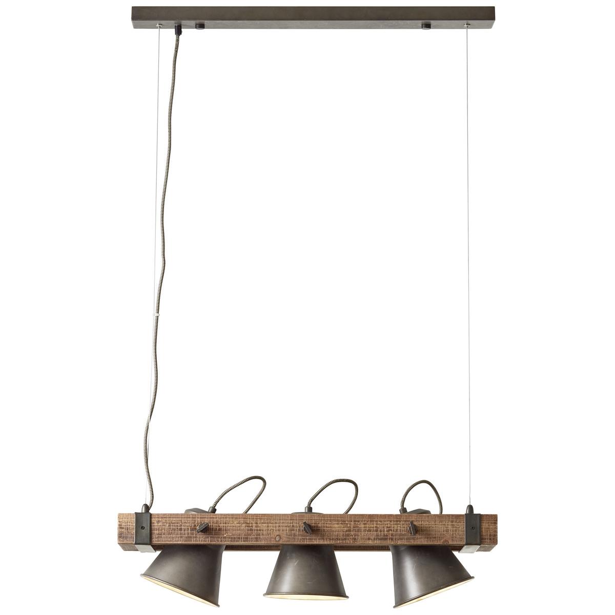 Hängeleuchte Plow H: 115 Cm 3-Flammig, Drehbar - Schwarz, Design, Holz/Metall (70/115cm) - Brilliant