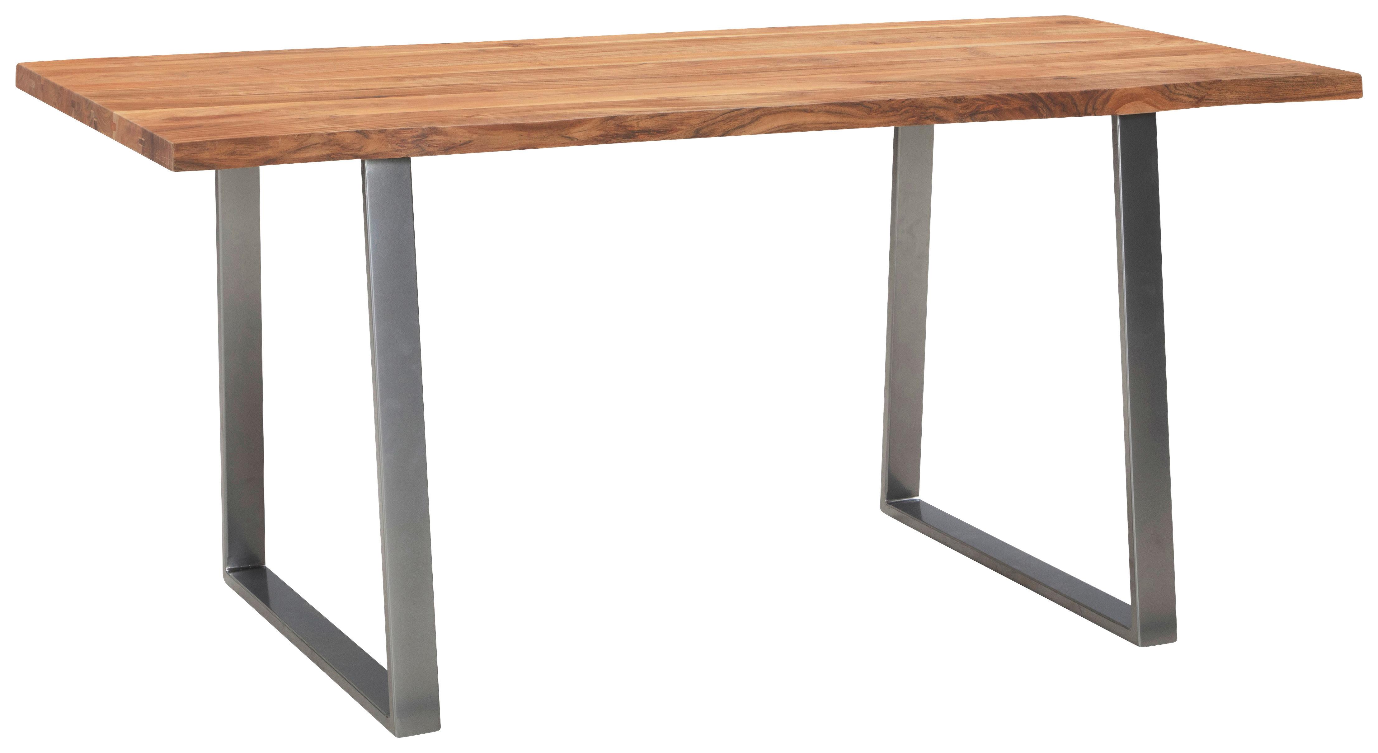 Esstisch Wl7.246 - Chromfarben/Akaziefarben, MODERN, Holz/Metall (120/60/76cm) - MID.YOU