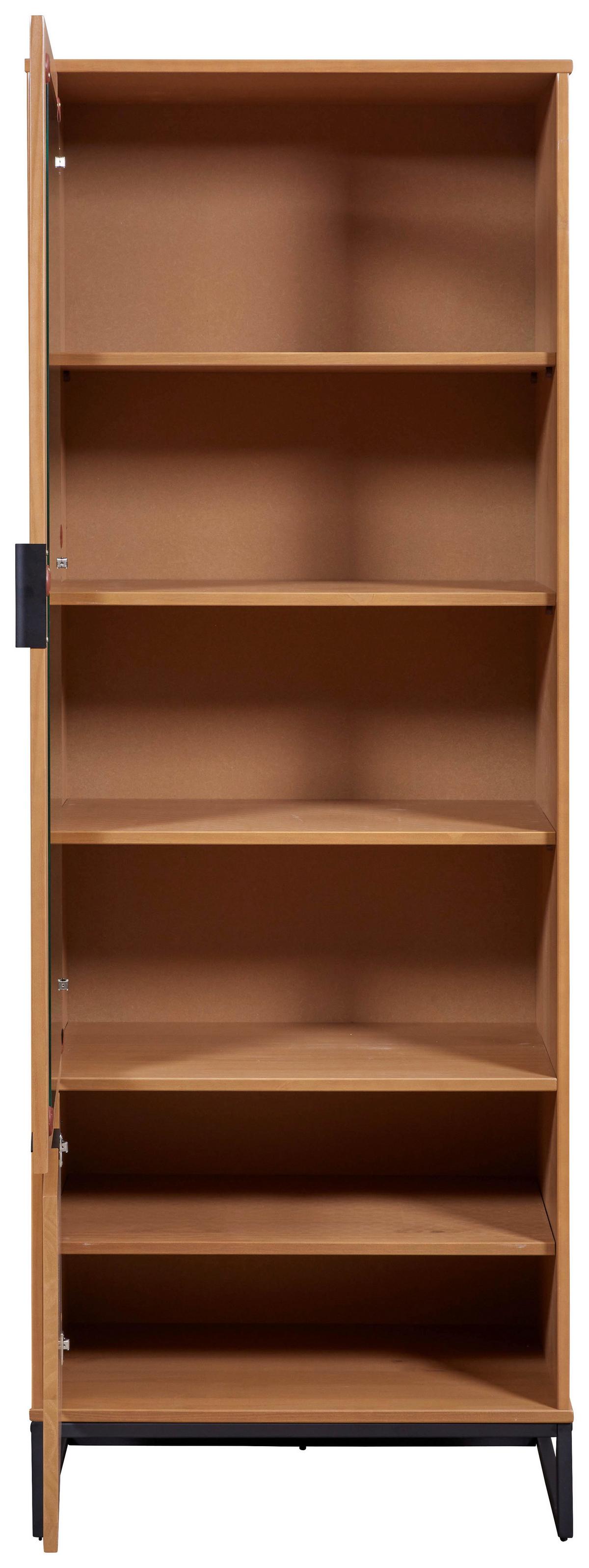 Vitrine Vivo - Eichefarben/Schwarz, Design, Holz (70/190/45cm) - Livetastic