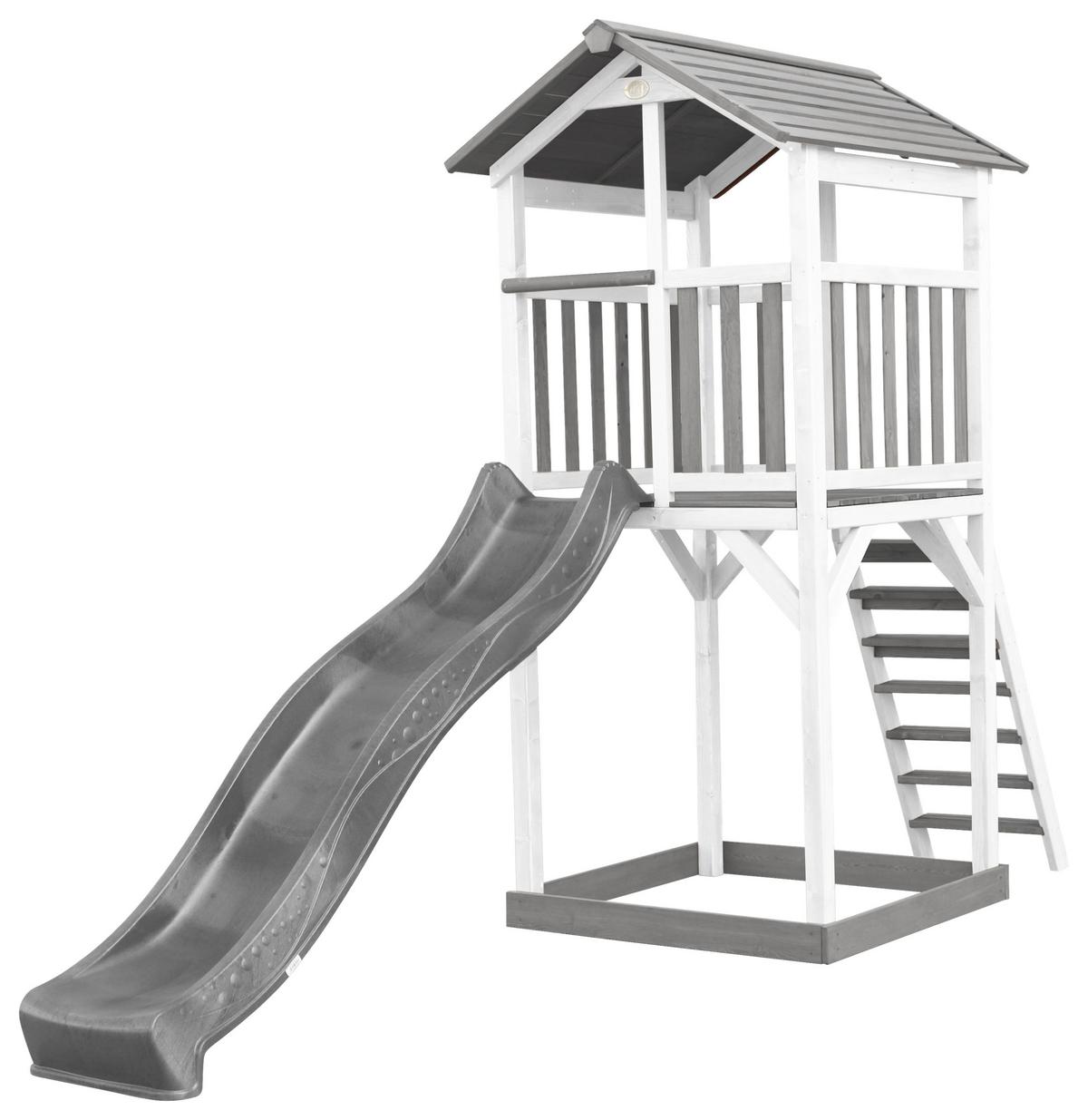 Spielturm A025.120.82 - Weiß/Grau, KONVENTIONELL, Holz/Kunststoff (111,2/241,9/349cm) - Ambia Garden
