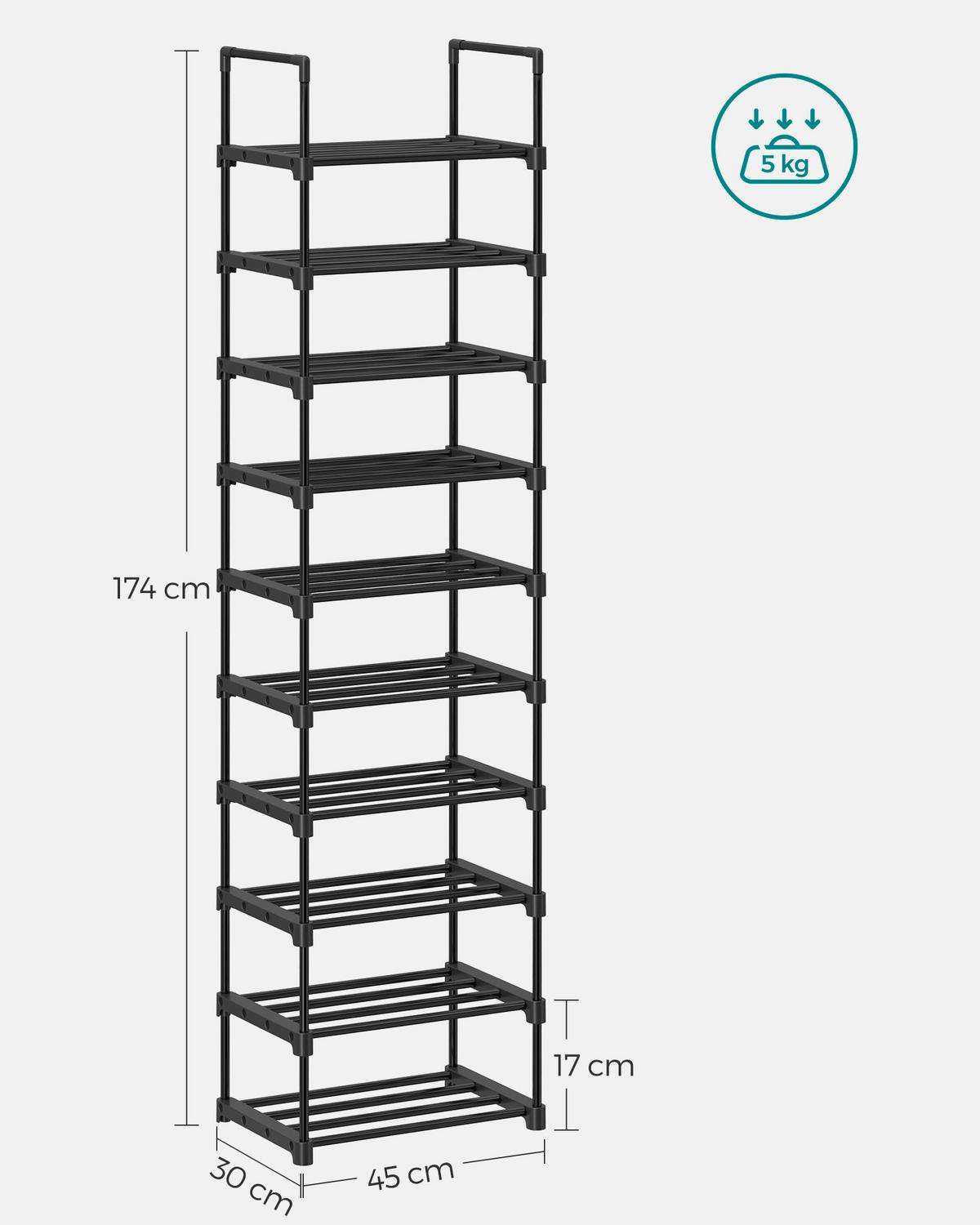 REGÁL NA BOTY ECO - černá, Trend, kov/plast (45/174/30cm) - Boxxx