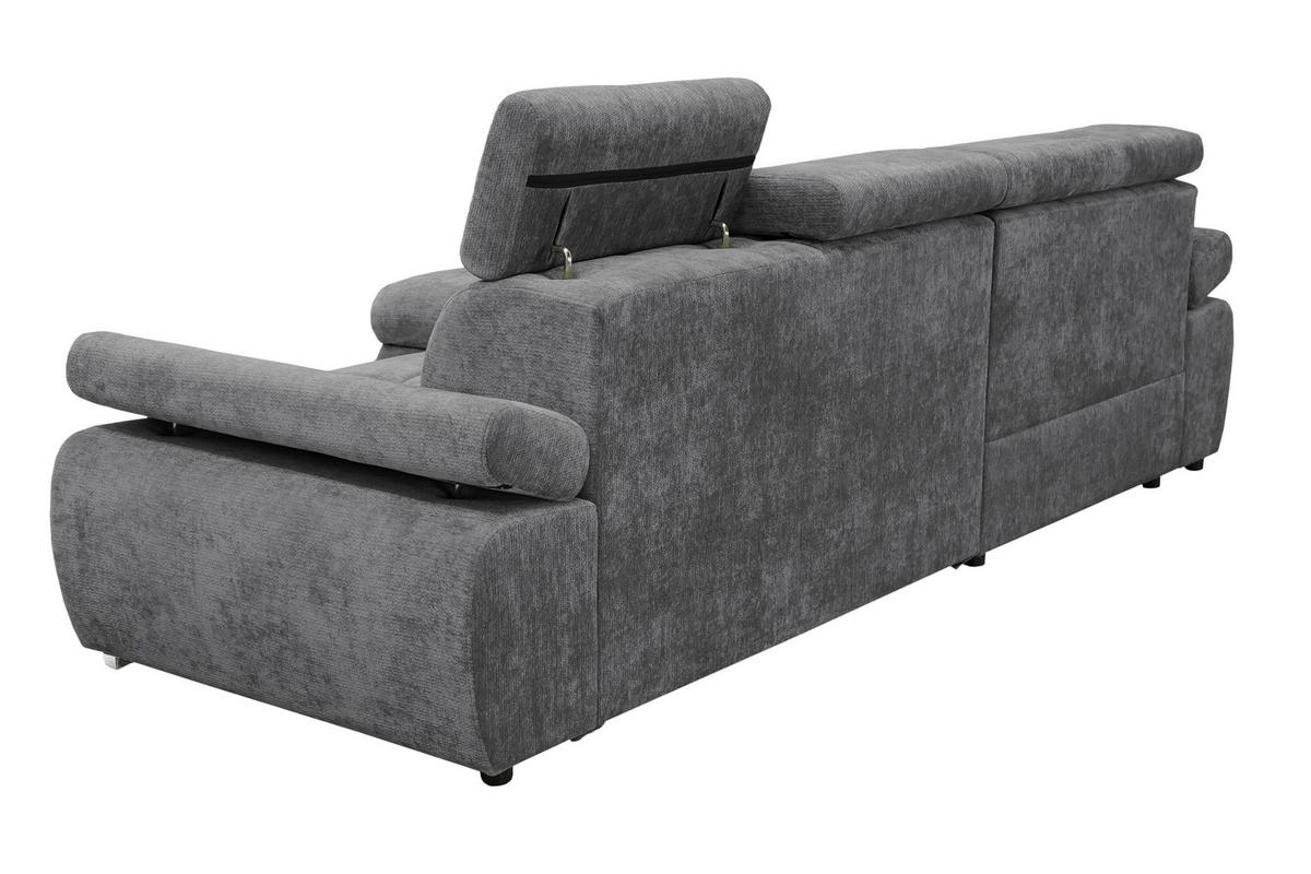 Rohová sedačka VEGAS, ľavá, tmavosivá ženilka - strieborná/tmavosivá, Design, drevo/textil (173/294cm)