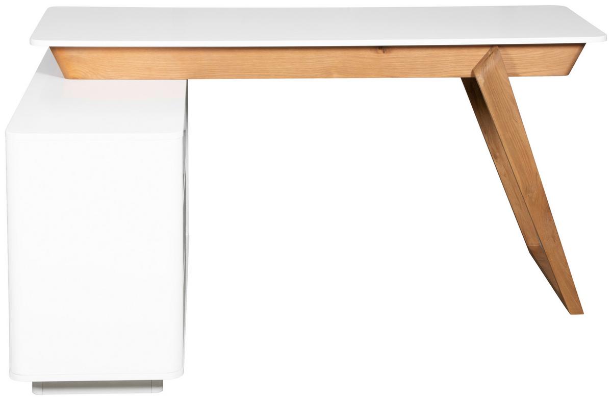 Eckschreibtisch Luma Weiß/Eichefarben L: 150 cm - Eichefarben/Weiß, MODERN, Holz/Holzwerkstoff (150/120/75cm) - Livetastic