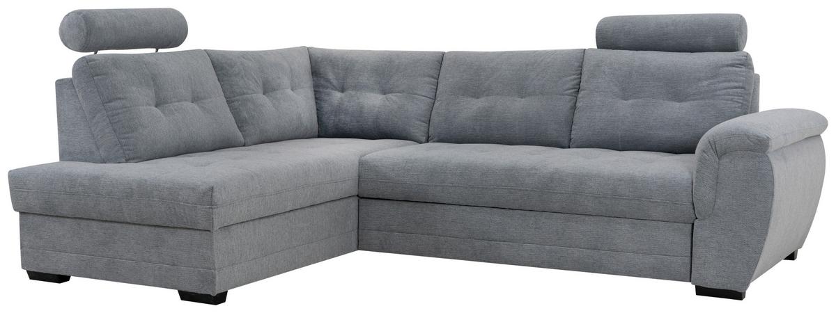 Ecksofa Falco New Grau, Lf: ca. 182x123cm - Schwarz/Grau, KONVENTIONELL, Textil (183/251cm) - Ondega