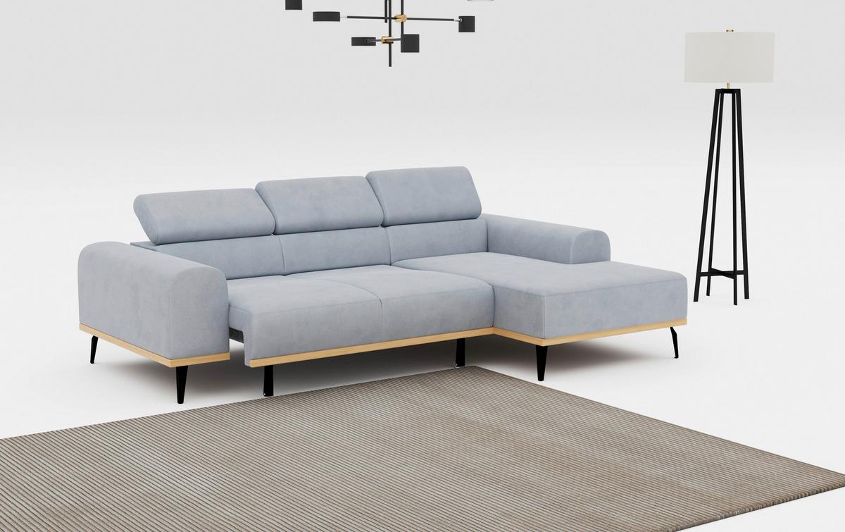 Ecksofa Hellgrau Mit Sitzvorzug S: 244x157 Cm - Hellgrau/Schwarz, KONVENTIONELL, Textil (244/157cm) - Cotta