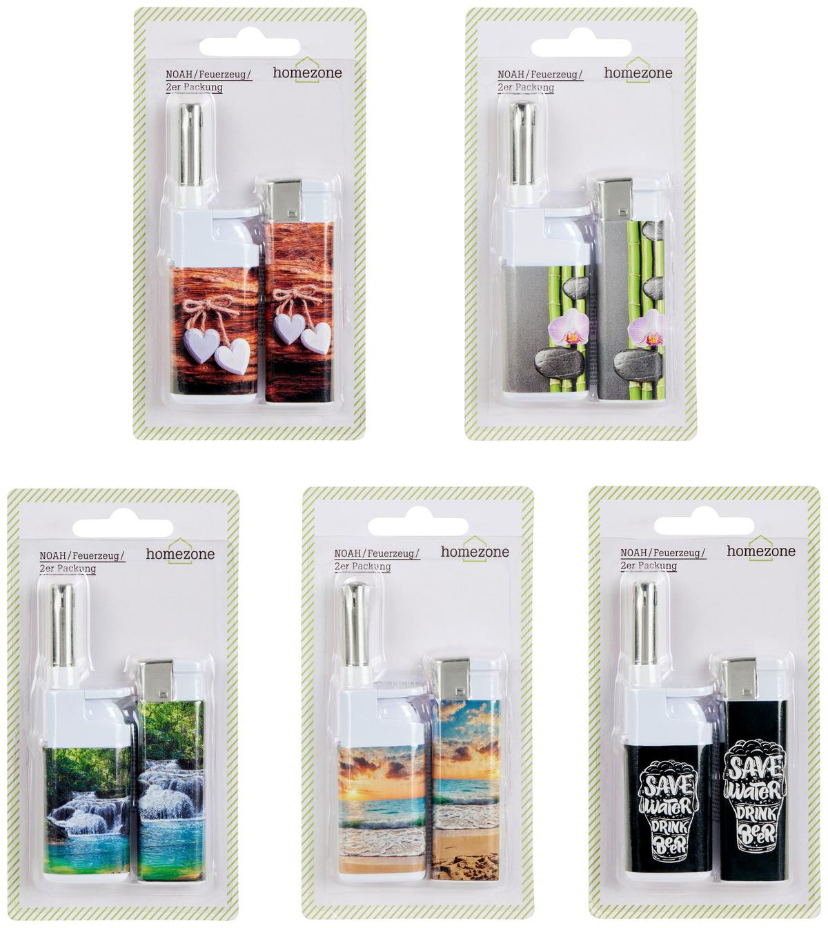 Feuerzeug Noah 2er-Set - Multicolor, KONVENTIONELL, Kunststoff (7/11cm) - Homezone