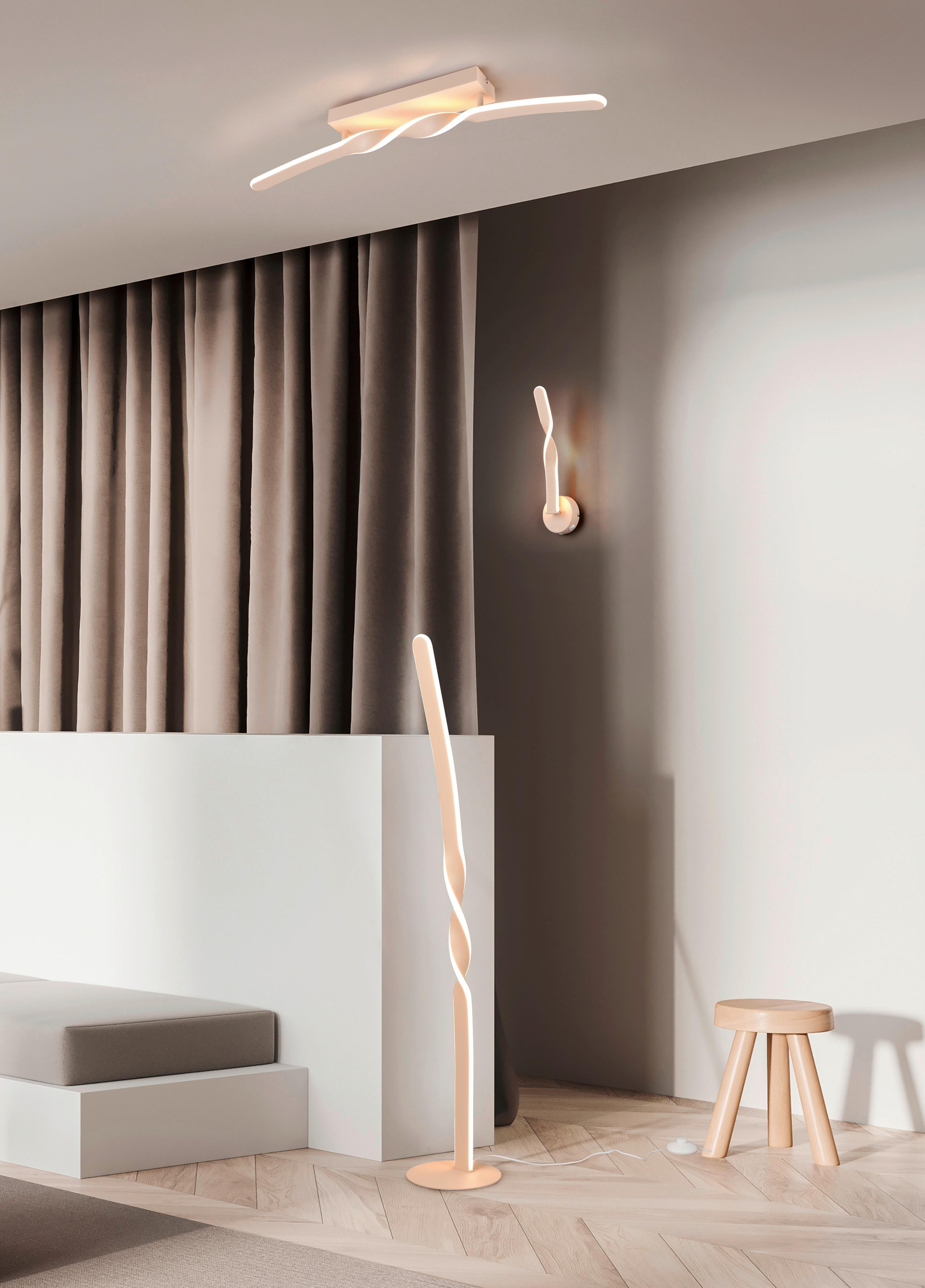 Led-deckenleuchte Ginko Weiß Sandfarben B: 12,5 Cm - Sandfarben/Weiß, Design, Kunststoff/Metall (79/12,5/8cm)