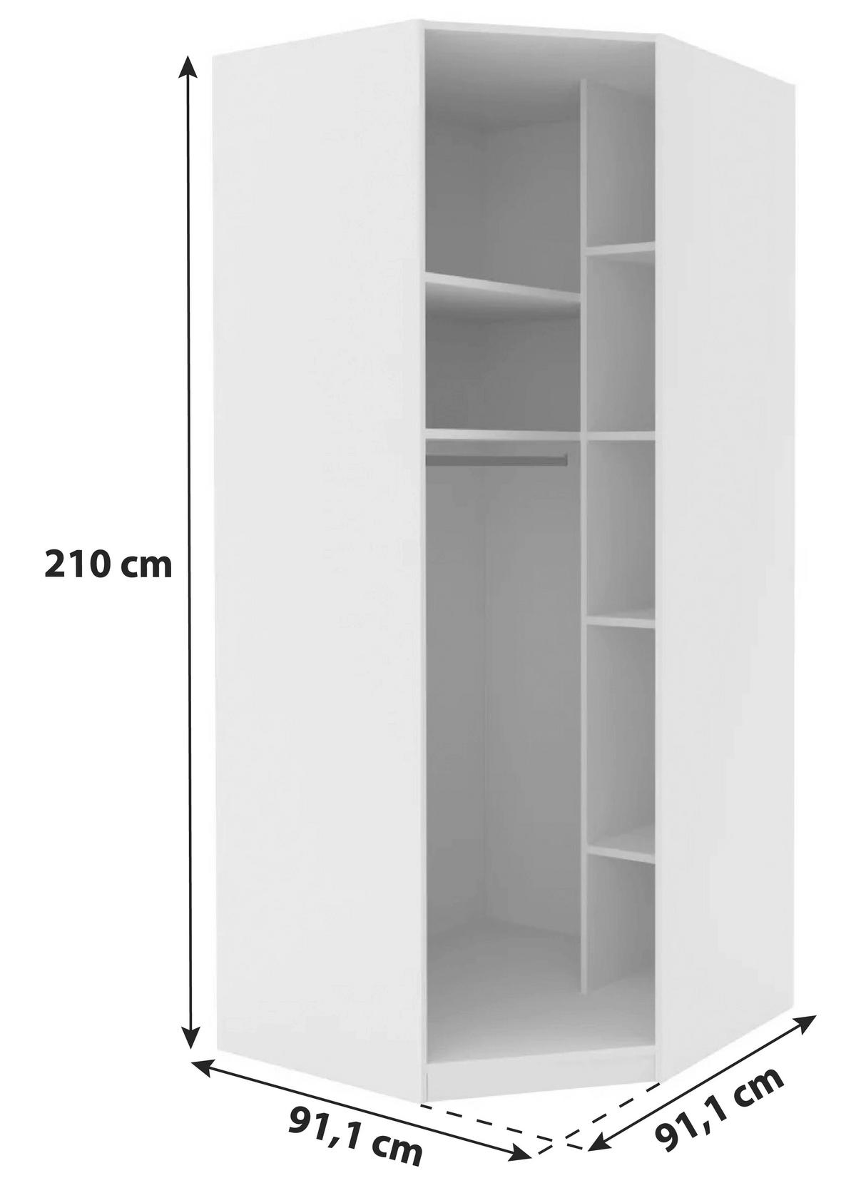 KORPUS ROHOVEJ SKRINE UNIT - biela, Modern, kompozitné drevo (91,1/210/91,1cm) - Ondega