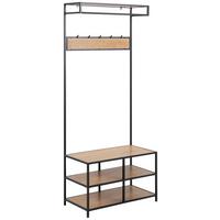 Predsieňový nábytok SEAFORD divý dub - čierna/divoký dub, Trend, kov/kompozitné drevo (77/185/40cm) - MID.YOU