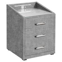 Noční stolek MOON potah ODIN GREY,v.61cm - šedá/černá, Moderní, kompozitní dřevo/textil (47/61/46cm)