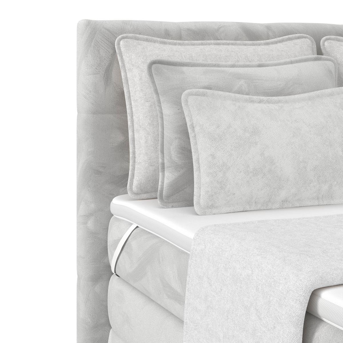 Boxspringbett mit Topper und Bettkasten 140x200 cm Medino - Hellgrau, KONVENTIONELL, Holz/Holzwerkstoff (140/200cm) - Luca Bessoni