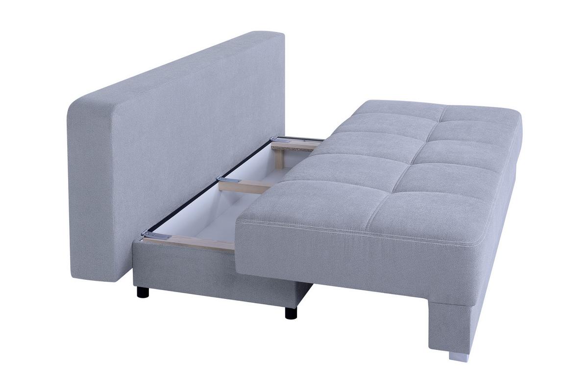 Schlafsofa mit Bettkasten Ben Grau - Chromfarben/Schwarz, Design, Holzwerkstoff/Textil (200/90/110cm) - P & B