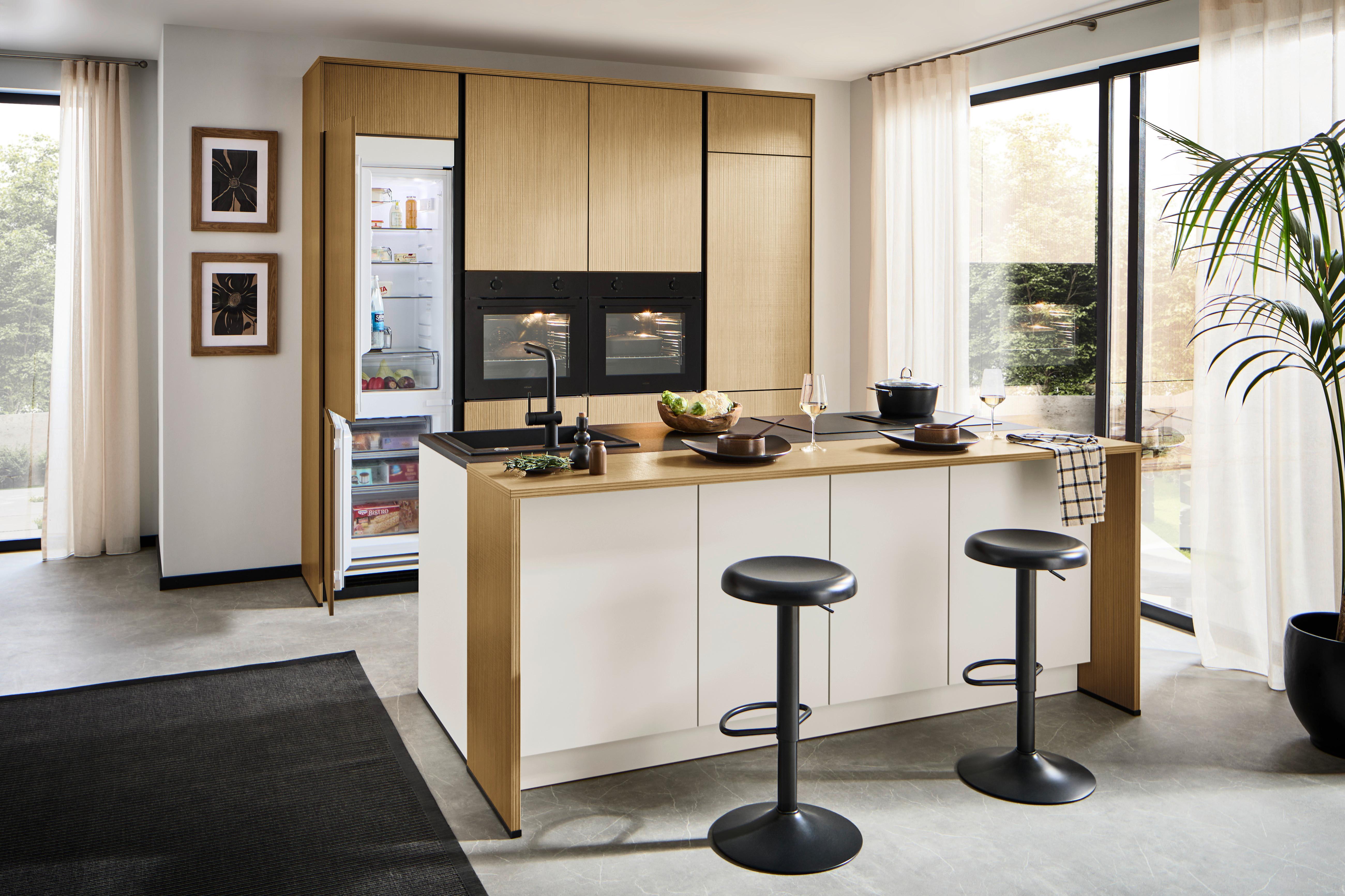 Einbauküche Stripe/Clean - Eichefarben/Anthrazit, MODERN, Holzwerkstoff (249,2cm) - Express-Kuechen