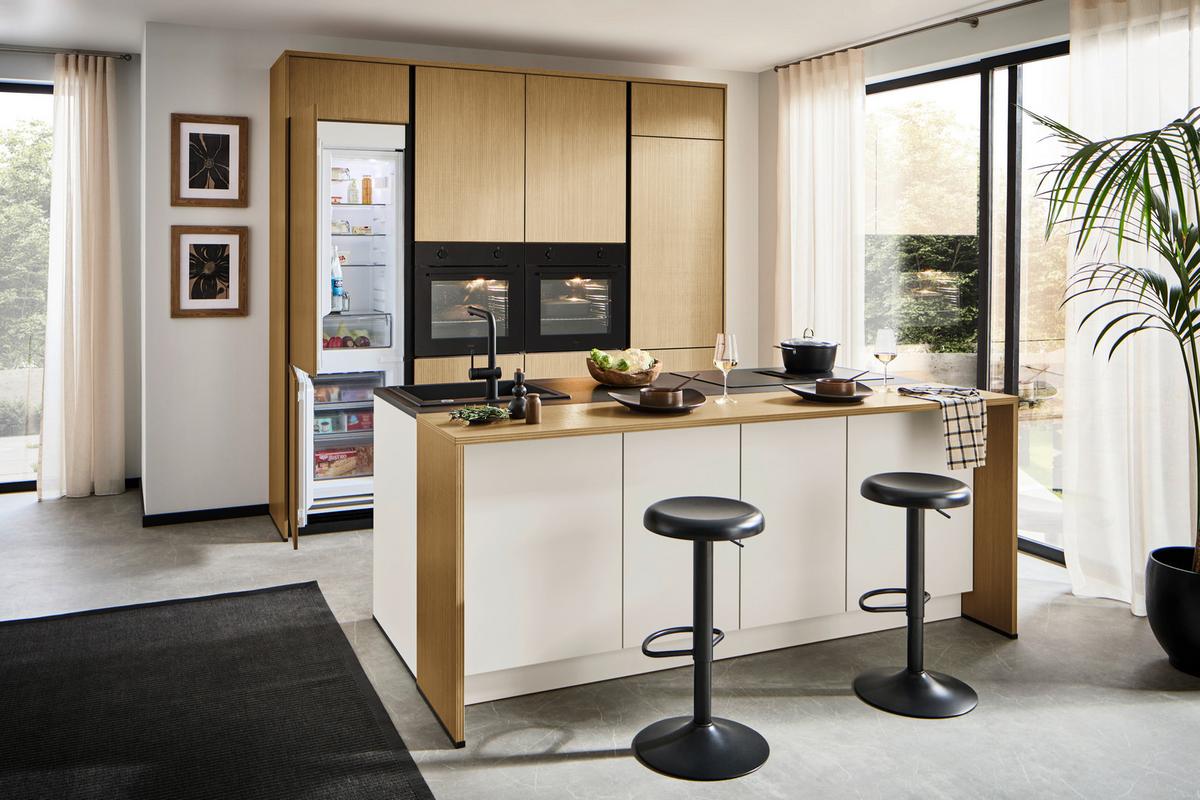 Einbauküche Stripe/Clean - Eichefarben/Anthrazit, MODERN, Holzwerkstoff (249,2cm) - Express-Kuechen