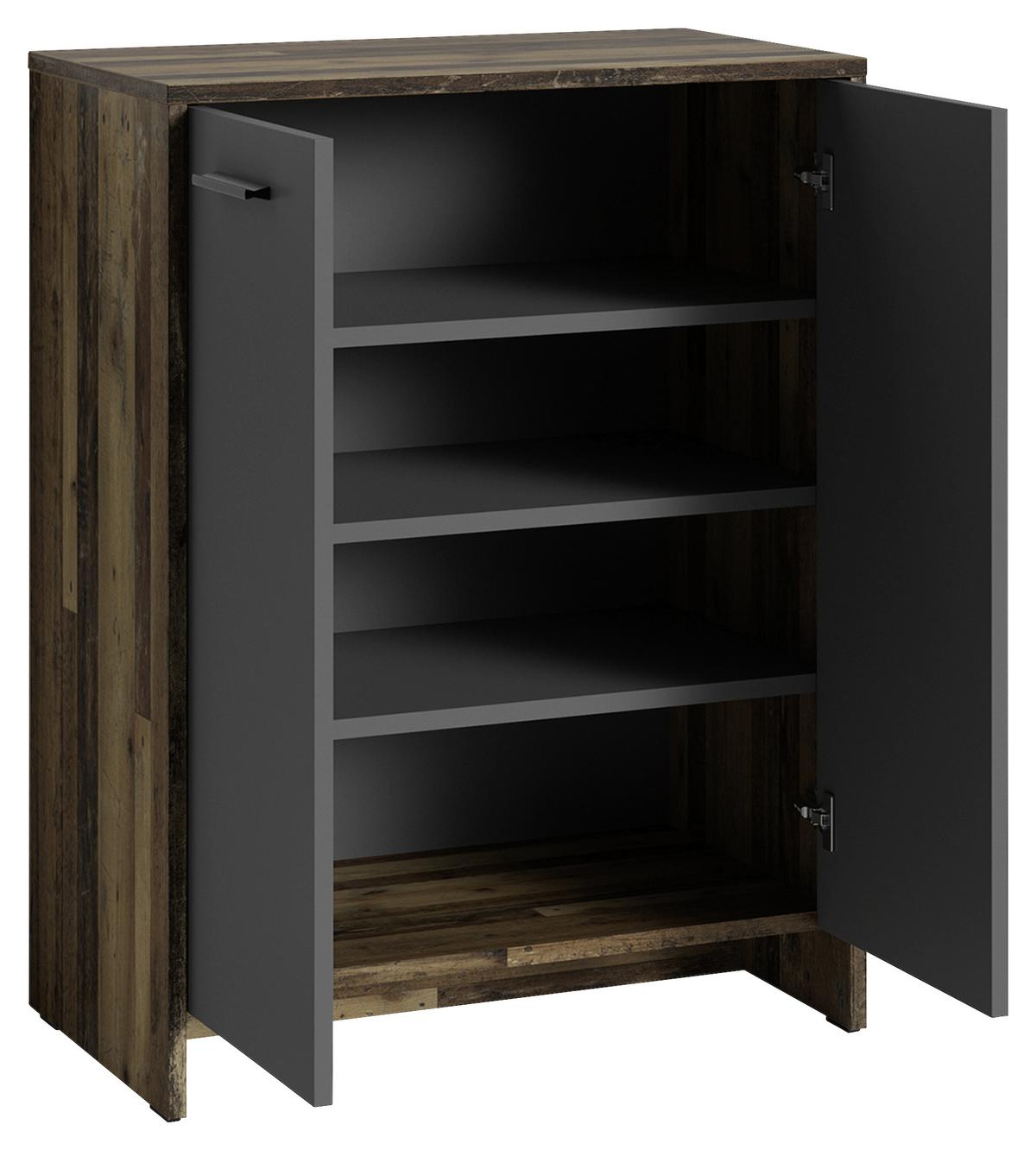 Schuhschrank Ben Alteiche Dekor/Anthrazit B: 63 cm - Alteiche/Anthrazit, MODERN, Holzwerkstoff (63/83/35cm) - MID.YOU