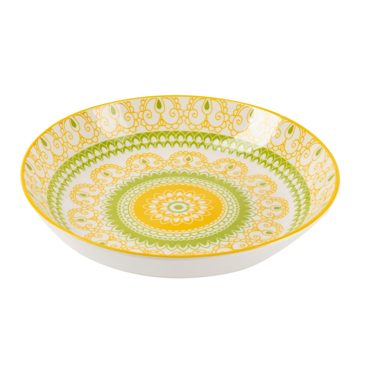 Hluboký talíř Maja, Ø: 21cm - zelená/žlutá, Lifestyle, keramika (21/4cm) - Mömax