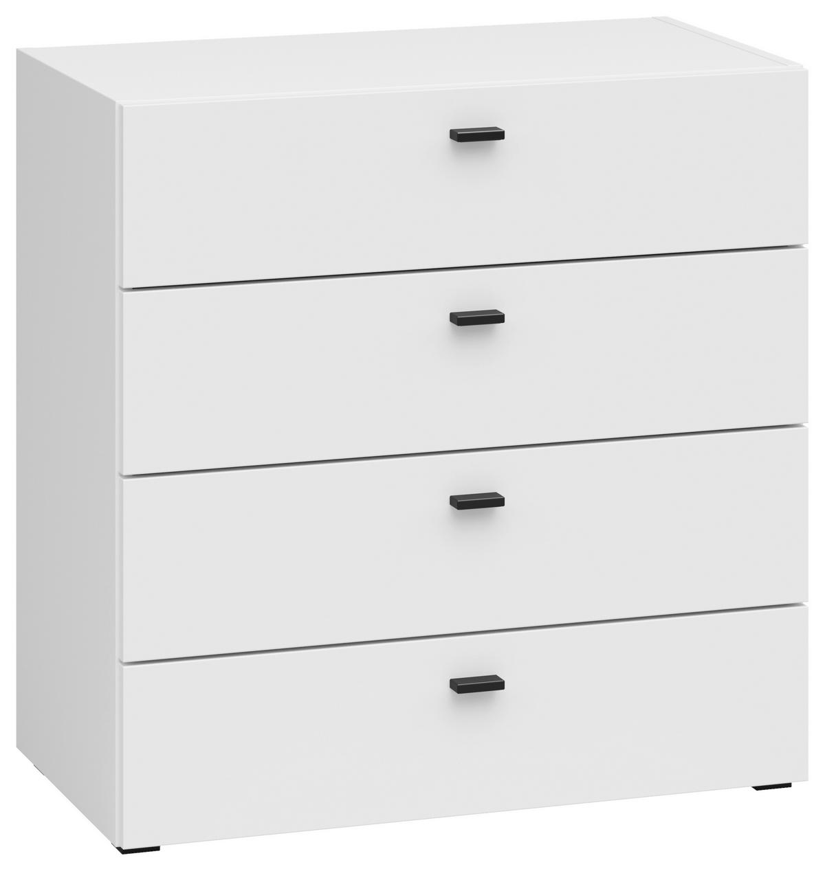 Kommode 4 Laden, B: 64 cm Sixty-Four ,weiß - Schwarz/Weiß, Trend, Holzwerkstoff (64/64/35cm)