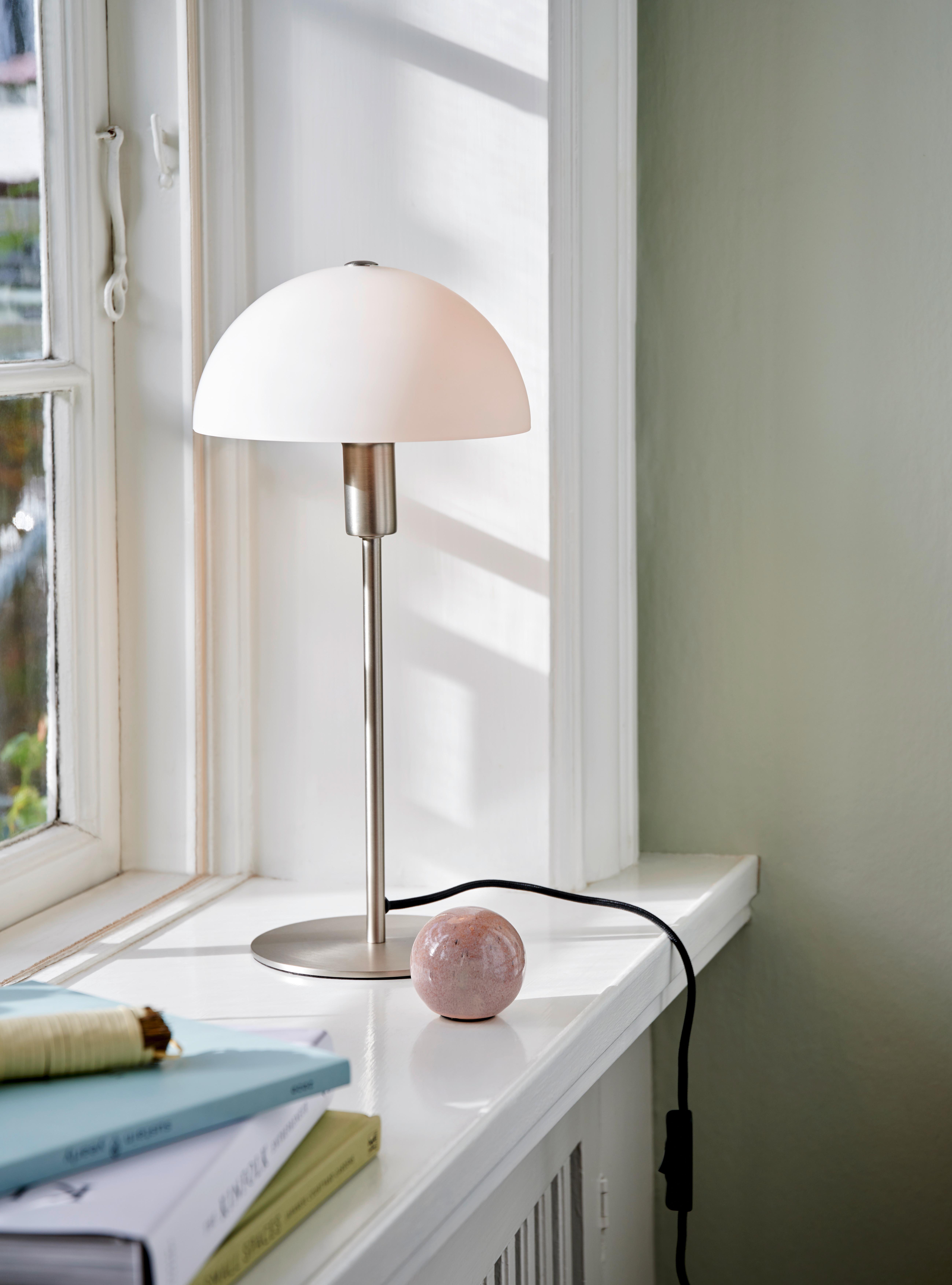 Tischleuchte Ellen Weiß Nickelfarben L:20cm - Weiß/Nickelfarben, Basics, Glas/Metall (20/20/41,5cm) - Nordlux