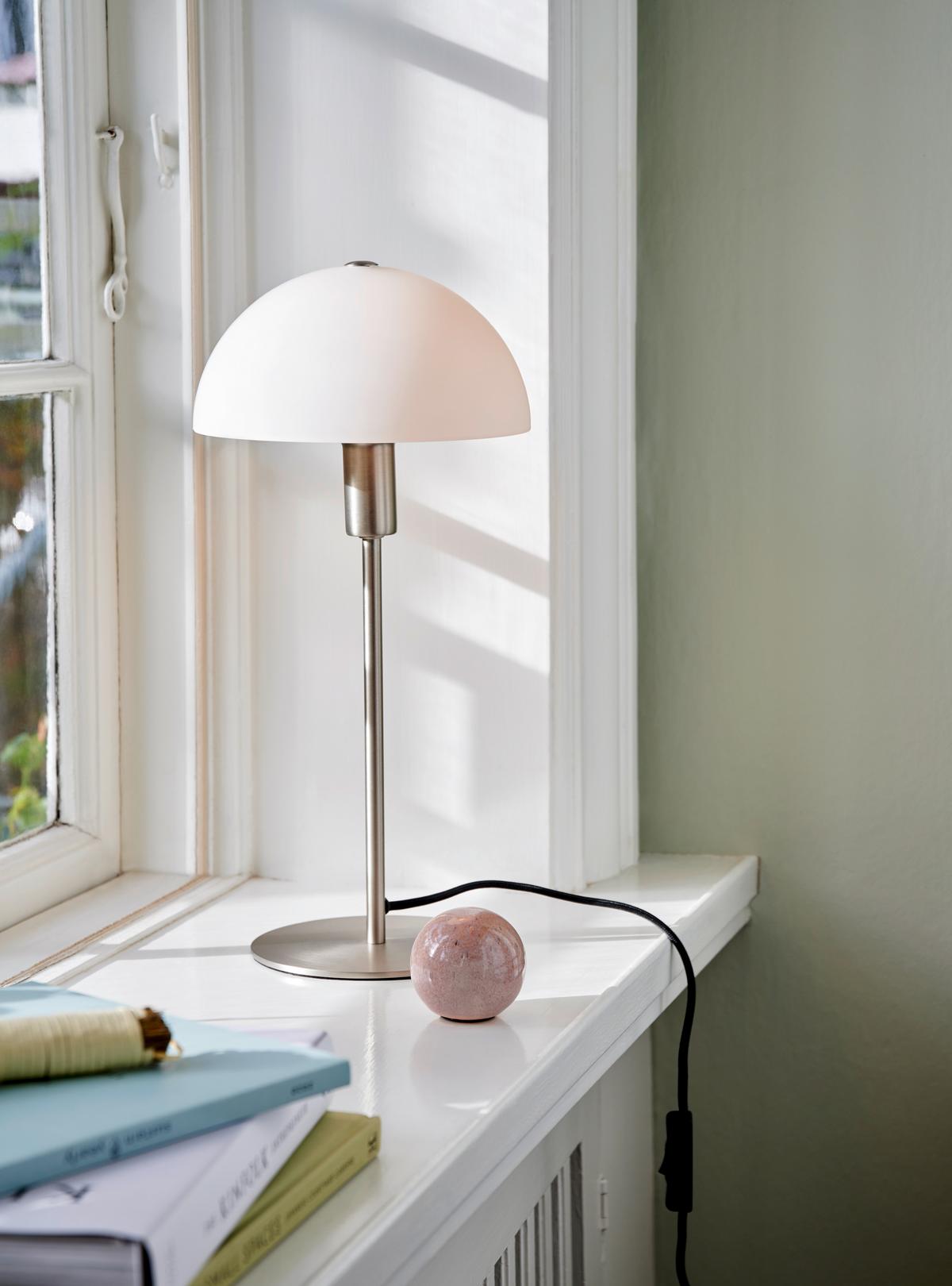 Tischleuchte Ellen Weiß Nickelfarben L:20cm - Weiß/Nickelfarben, Basics, Glas/Metall (20/20/41,5cm) - Nordlux