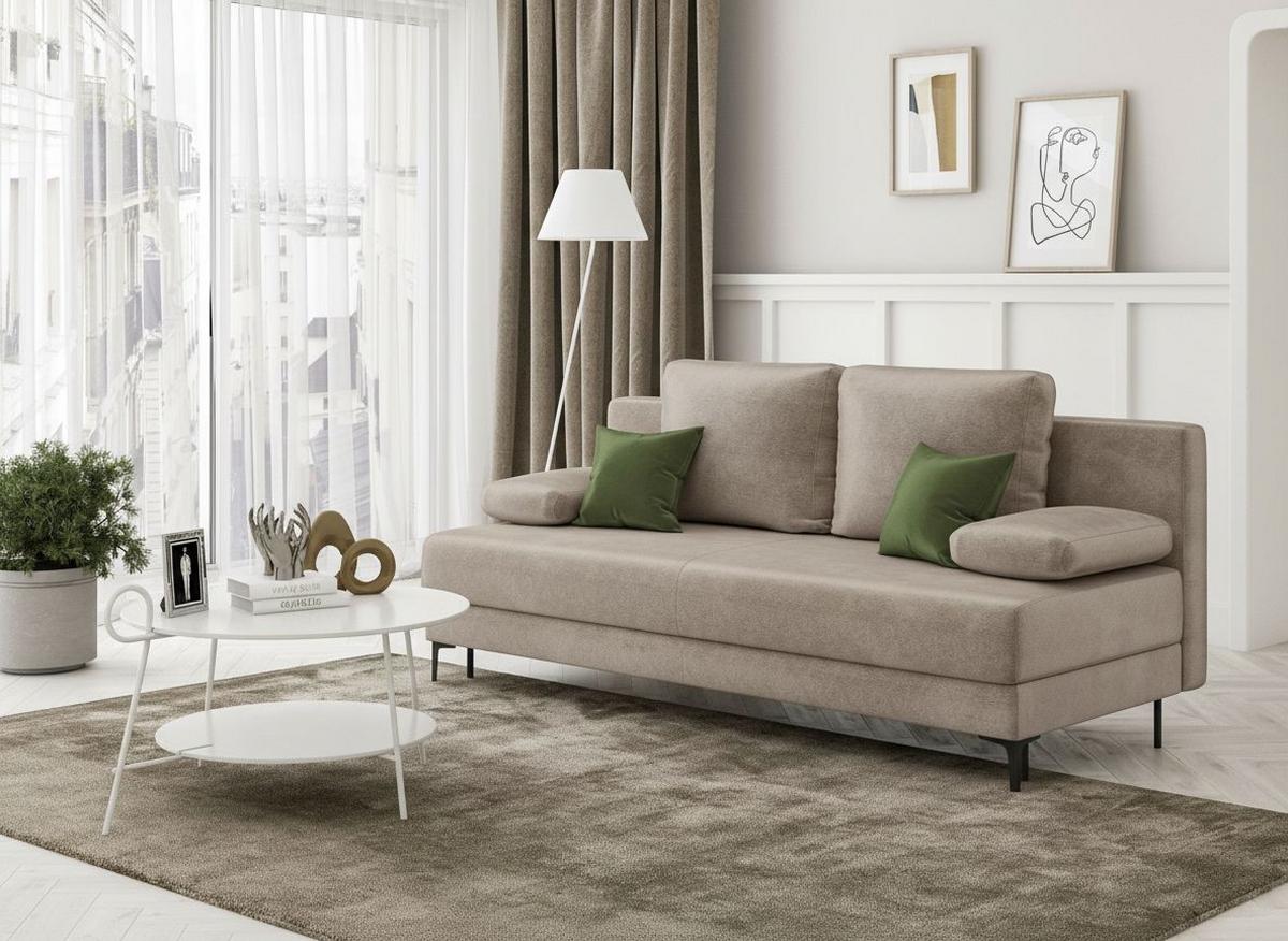Schlafsofa Leipzig Taupe B: 200cm - Taupe/Schwarz, Design, Textil (200/78,5/88cm) - MID.YOU