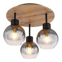 Mennyezeti Lámpa 15656-3dr - barna/fekete, Natur, faalapú anyag/Üveg (38/30cm) - Globo