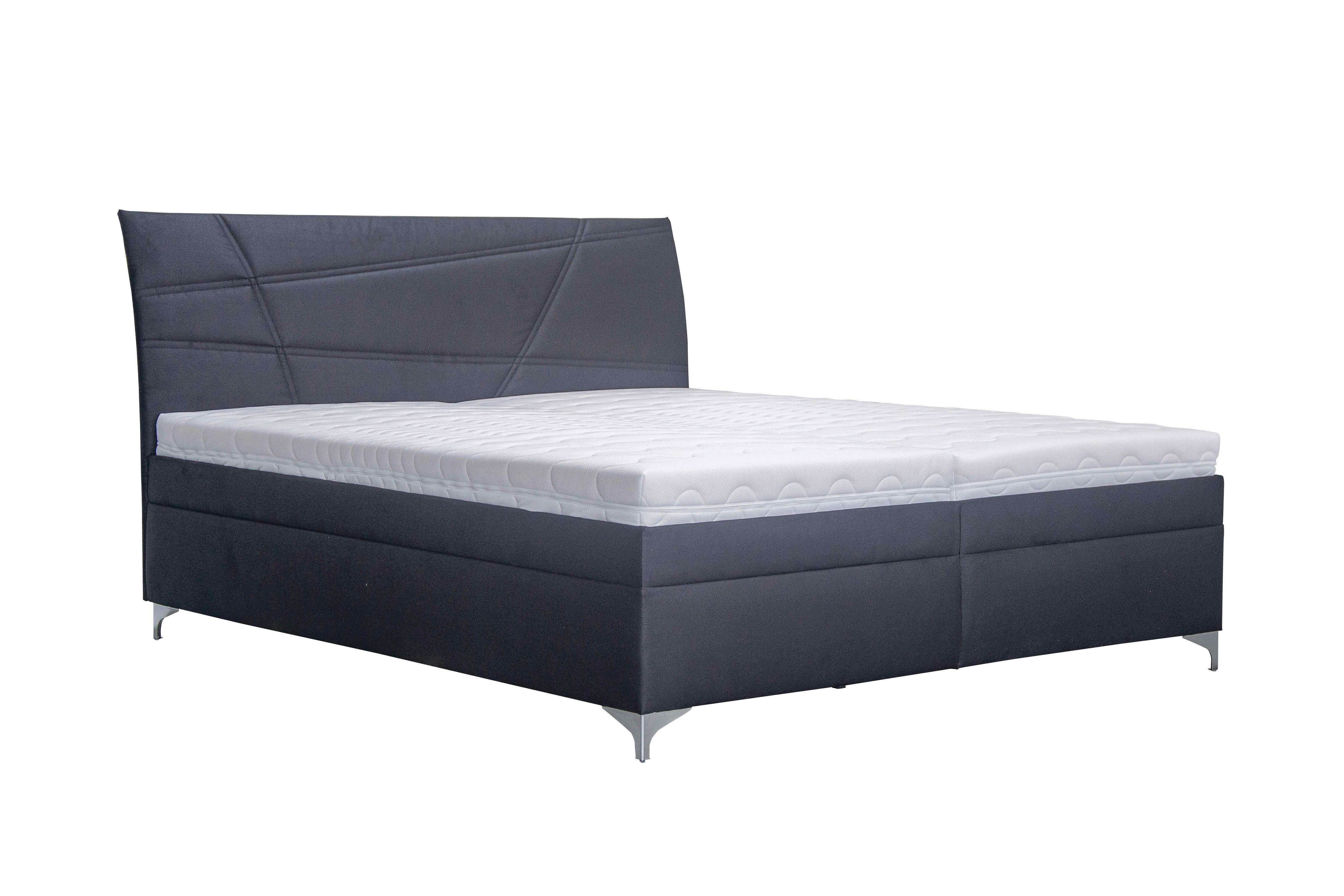 Čalouněná Postel Lauren 160/200cm, Černá - bílá/černá, Konvenční, dřevo/textil (160/200cm)