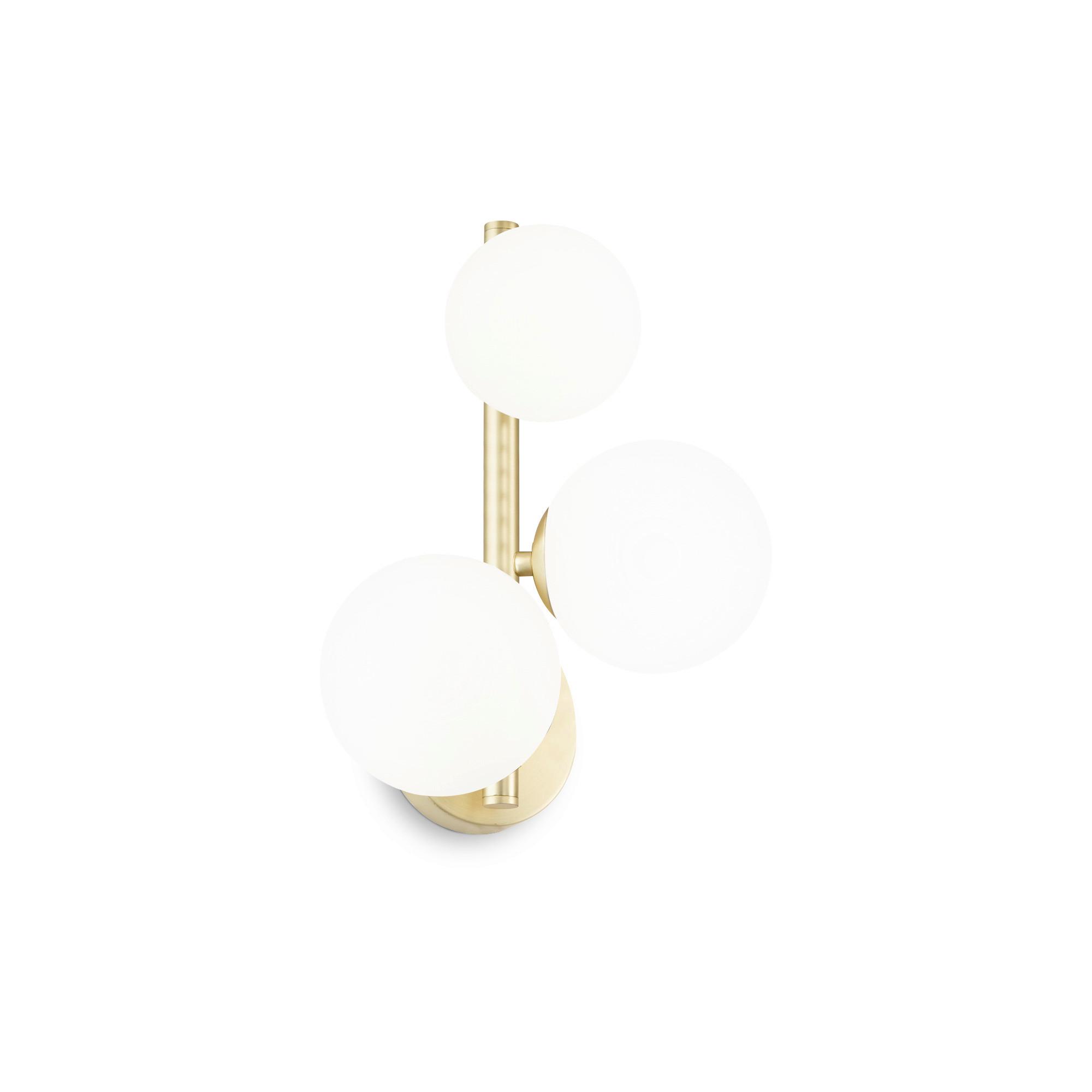 Wandleuchte Bianco Weiß Messingfarben B: 24 cm - Messingfarben/Weiß, Design, Glas/Metall (24/32/16cm) - Ideal Lux