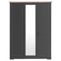 Drehtürenschrank Mit Spiegel 164cm Jasmin, Graphit/Eiche - Graphitfarben/Eiche Artisan, LIFESTYLE, Holzwerkstoff (164/220/64cm)